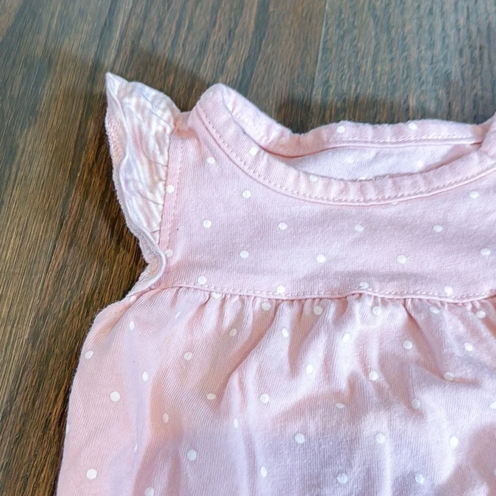 Carter's Pink Polka Dotted Heart Snap-Up Romper